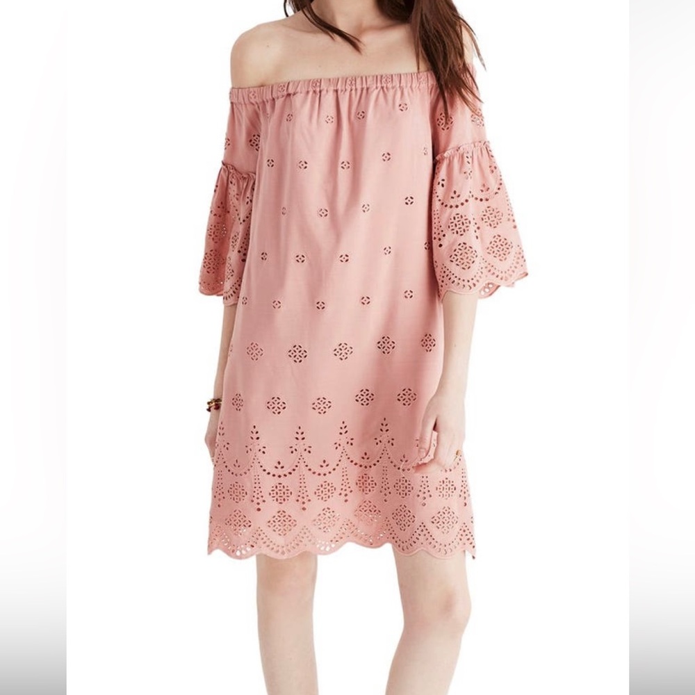 Madewell Eyelet Off the Shoulder Mini Dress